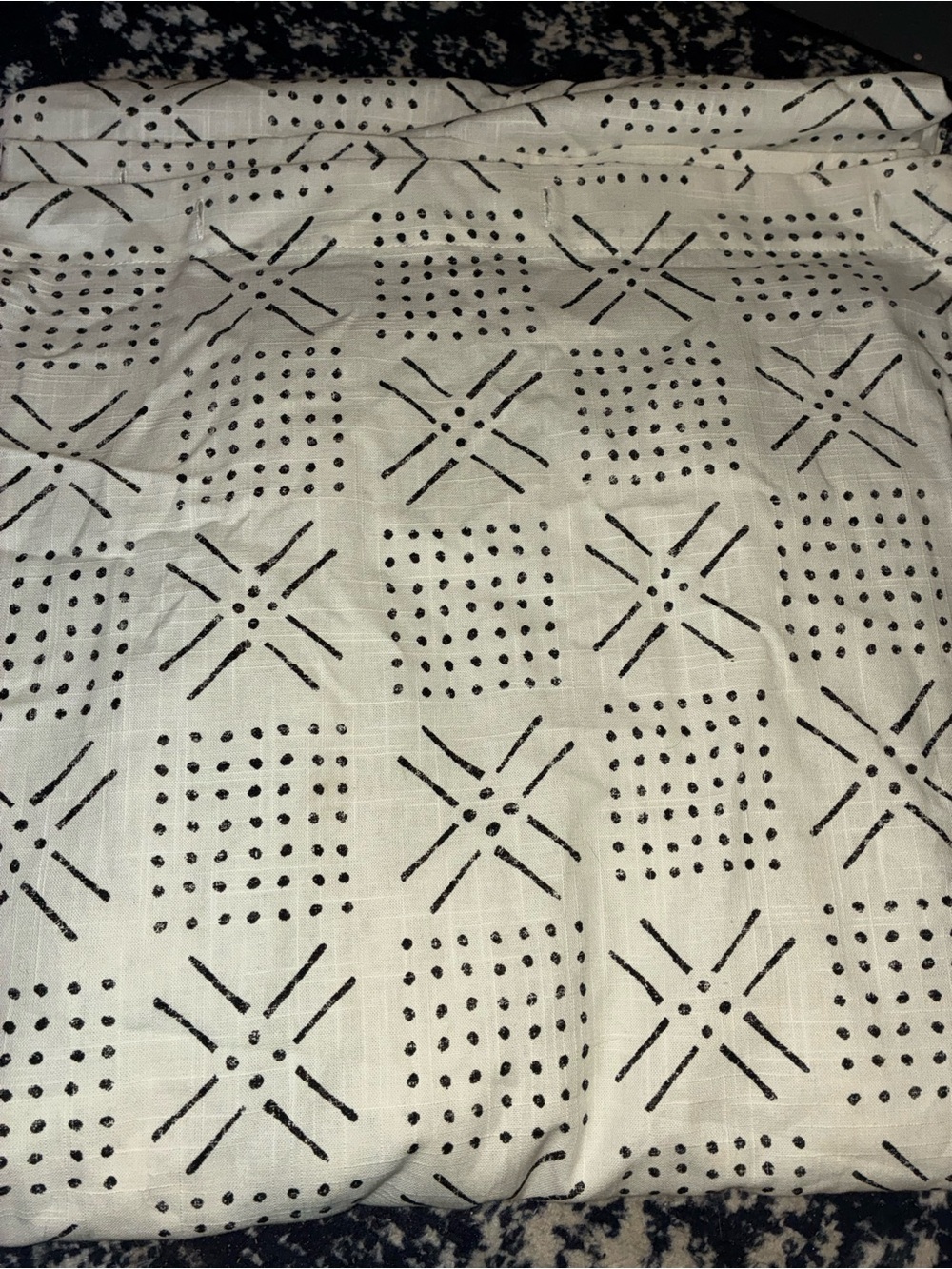 Neutral Geometric Print Cotton Fabric Panel - Black and cream